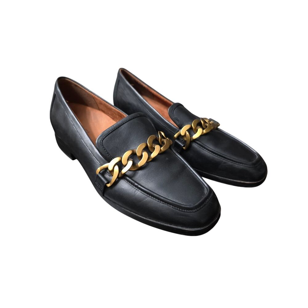 Vionic Mizelle Black Leather Chain Link Loafers z Size 9.5